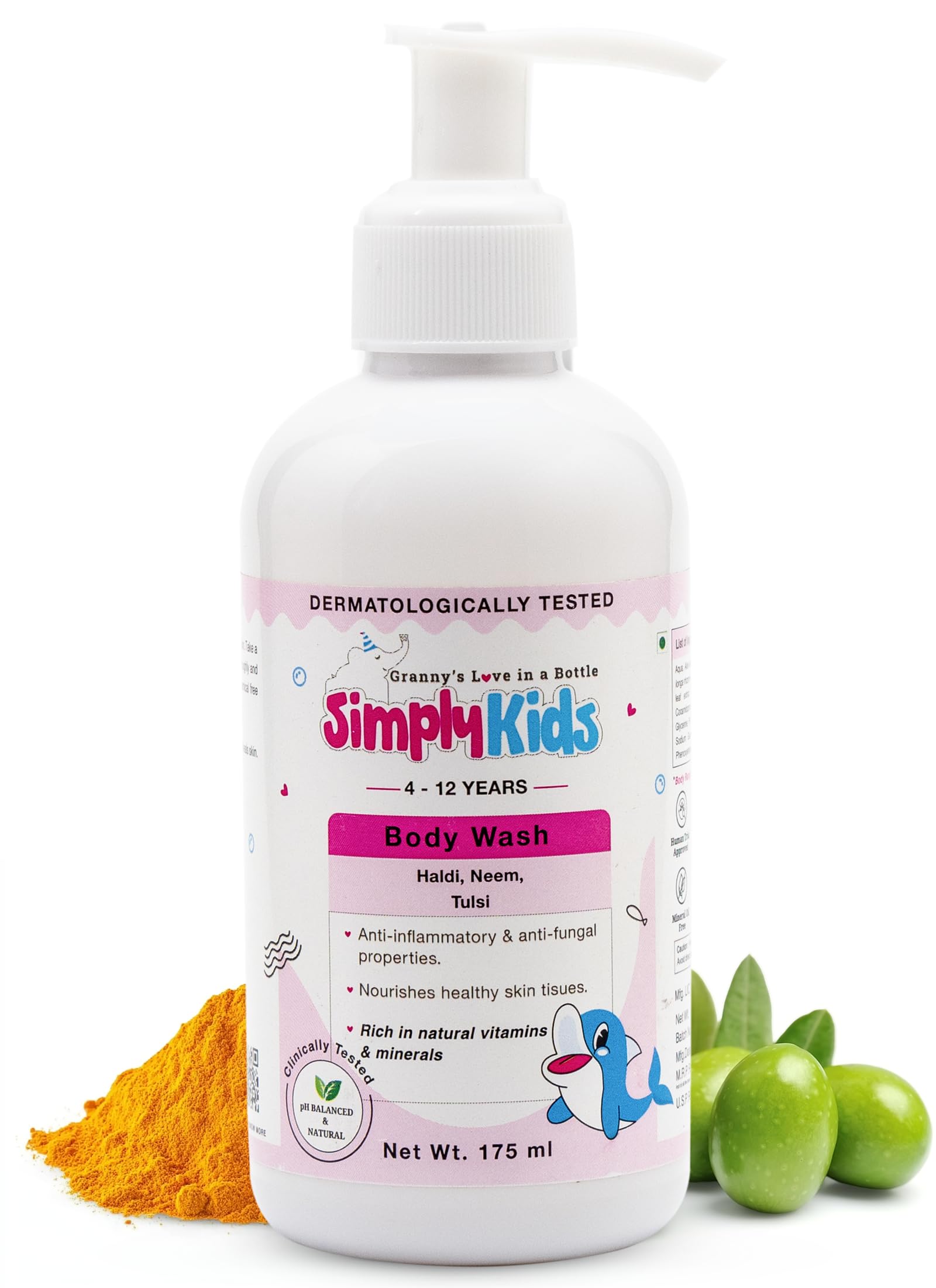 Body Wash for 4-12 Years | pH Balanced, Efficacy Proven | Gentle & Nourishing | Hydrates, Soothes & Protects Skin | Natural Ingredients, No Harmful Chemicals | Safe for All Skin Types | 175ml