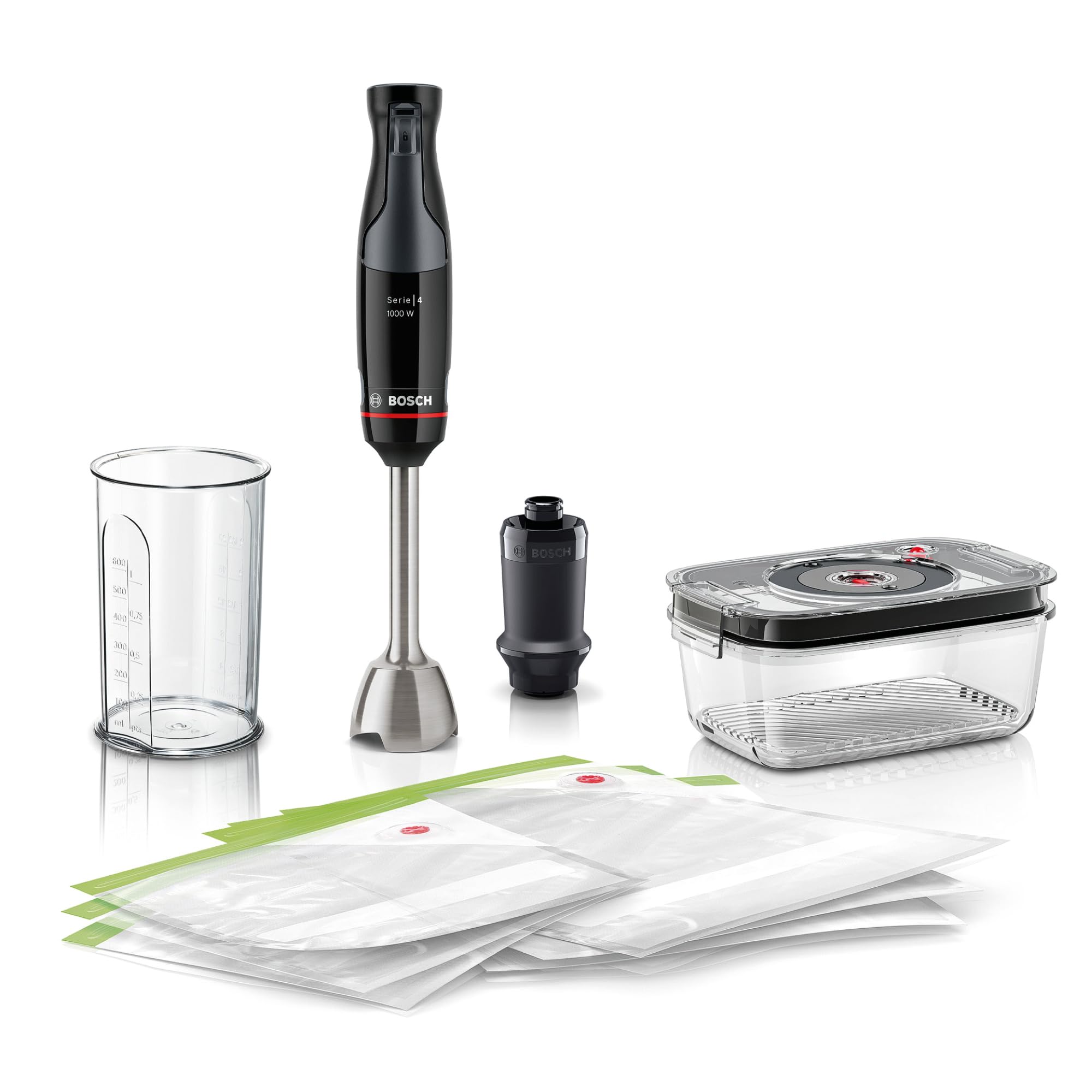 Bosch Serie 4 , Frullatore a immersione, ErgoMaster, 1000 W, Nero, antracite MSM4B6V2 (Bosch MSM4B6V2 Stabmixer ErgoMaster Se)