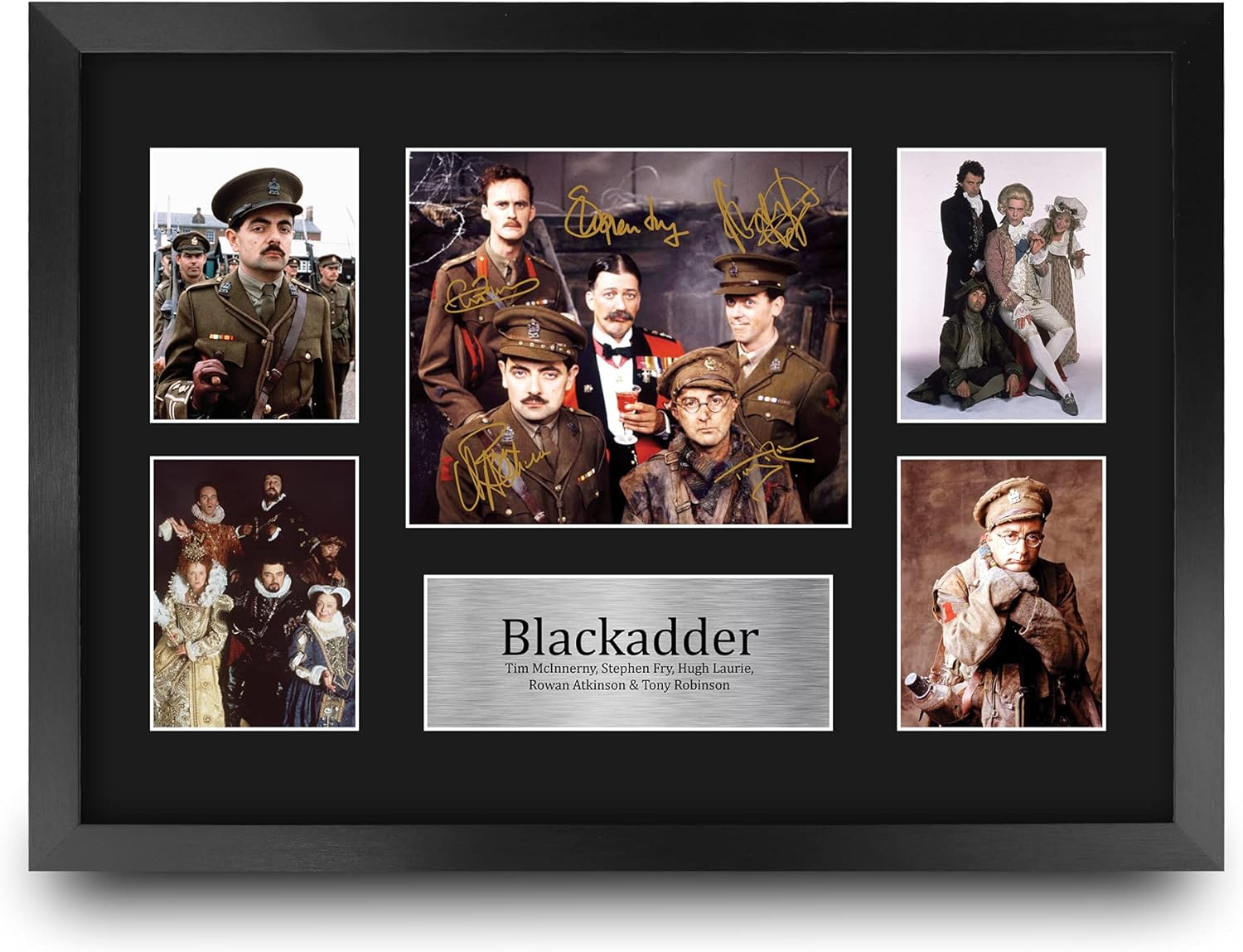 HWC Trading Rowan Atkinson & Tony Robinson Blackadder Framed Gifts Printed Signed Autograph Picture for TV Show Fans - US Letter Size