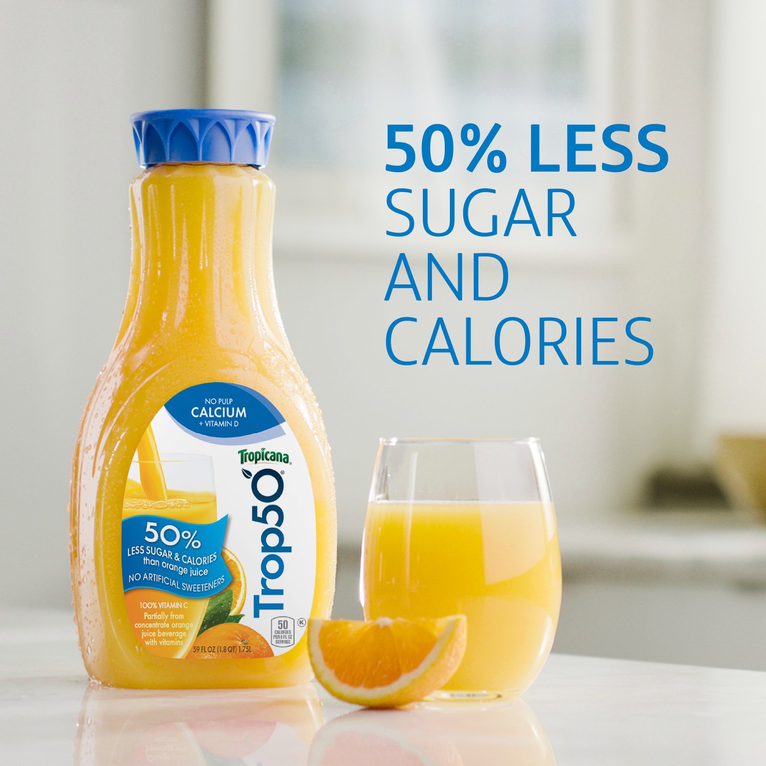 Calcium Tropicana Orange Juice 50 Less Sugar Tropicana Trop50