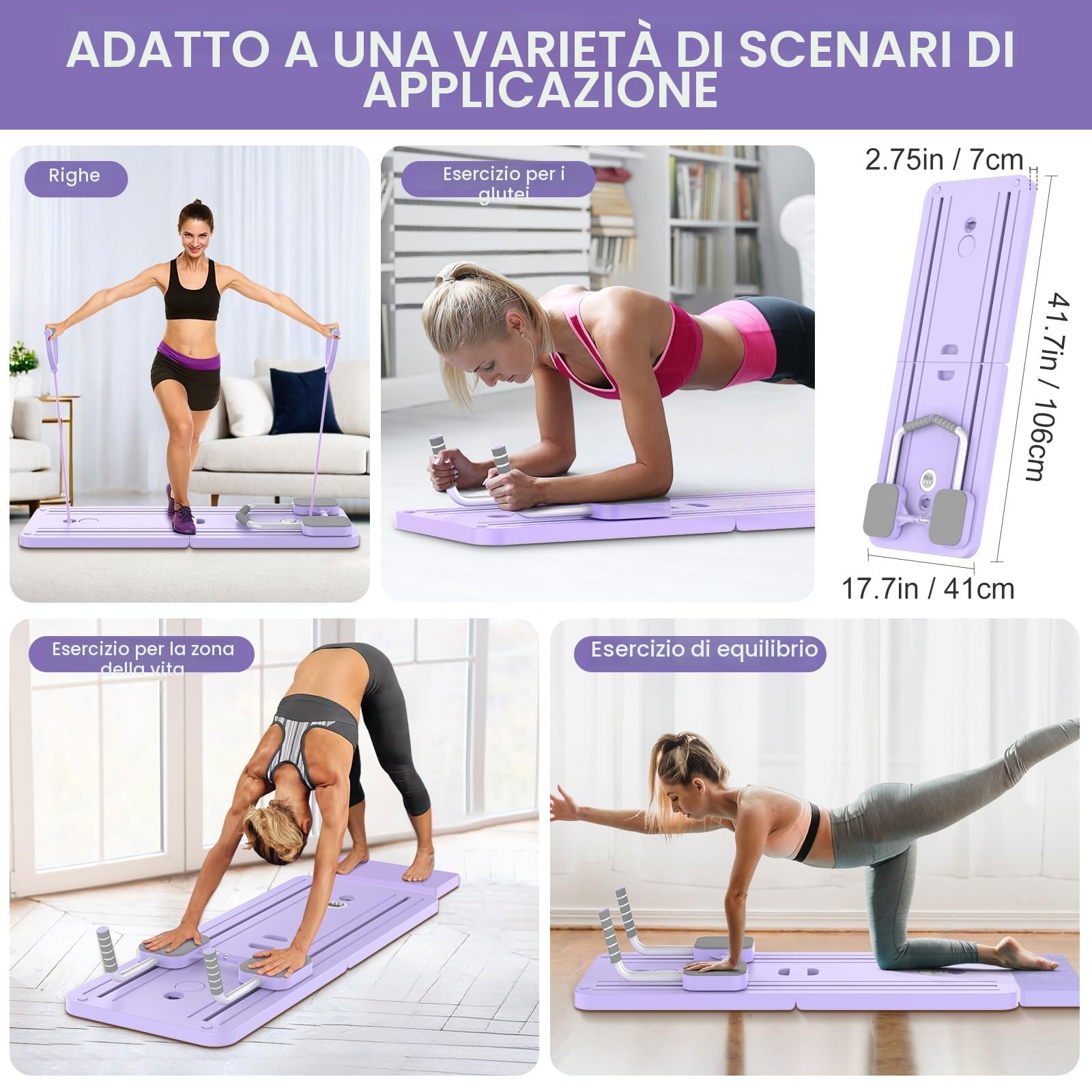 Kit macchinario reformer per pilates 5 in 1 con contatore LED, rullo di rimbalzo automatico, tavola per esercizio multiuso per esercizi a casa