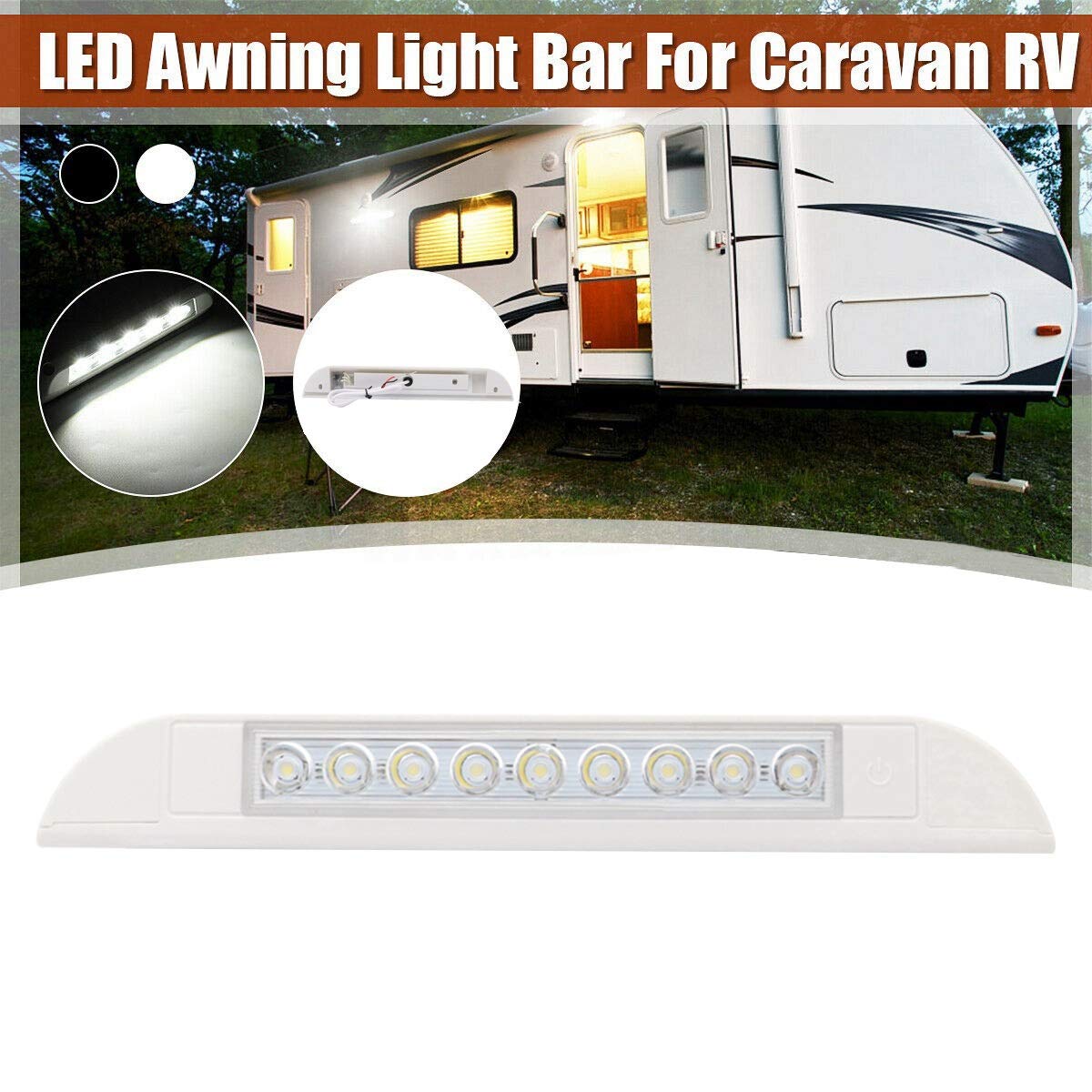 9 LED Luz de Toldo 12V 24V Impermeable 256 Mm Exterior Caravana Autocaravana de la LáMpara