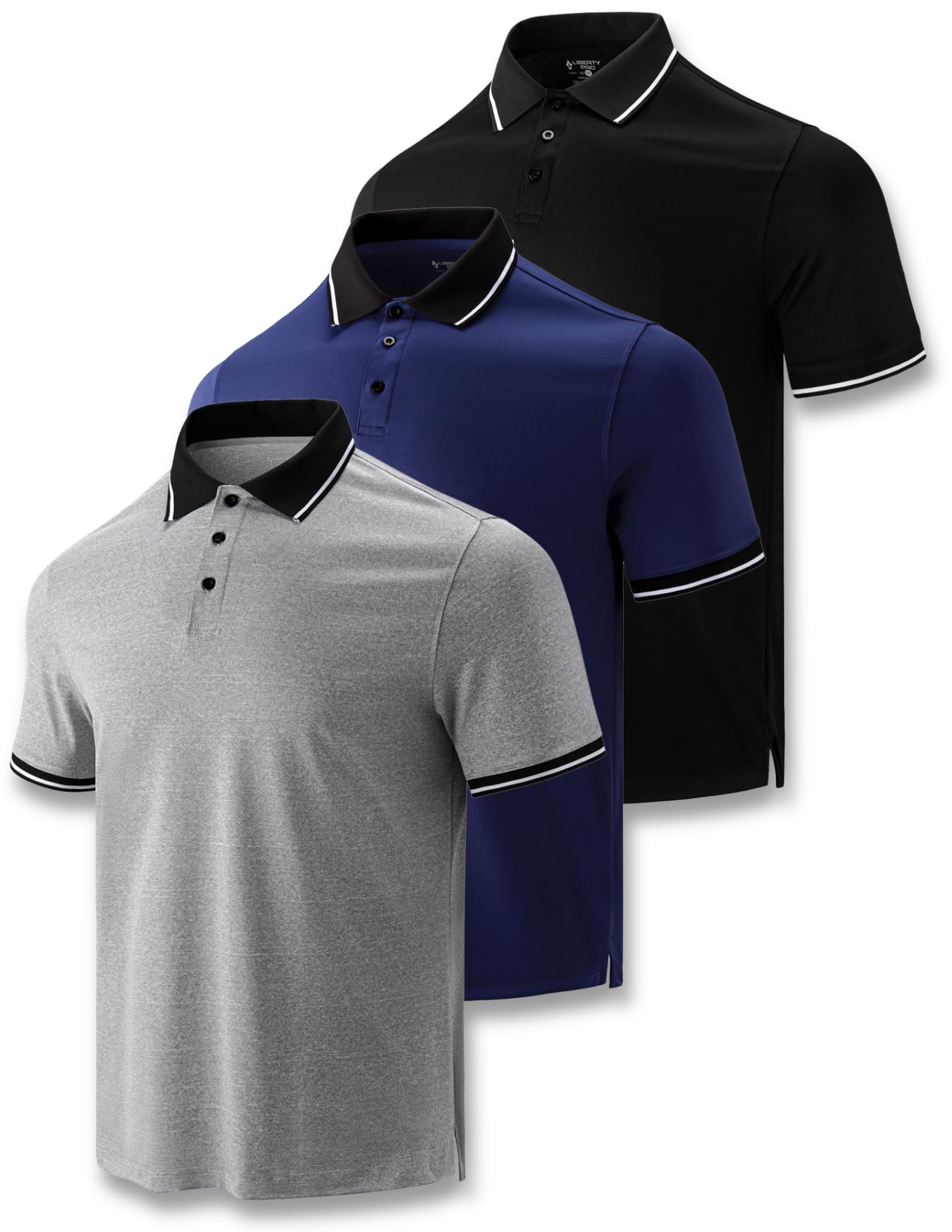 3-pak męskich koszulek golfowych z krótkim rękawem oddychające Dry Fit męskie koszulki polo Active, Neutralny, XL
