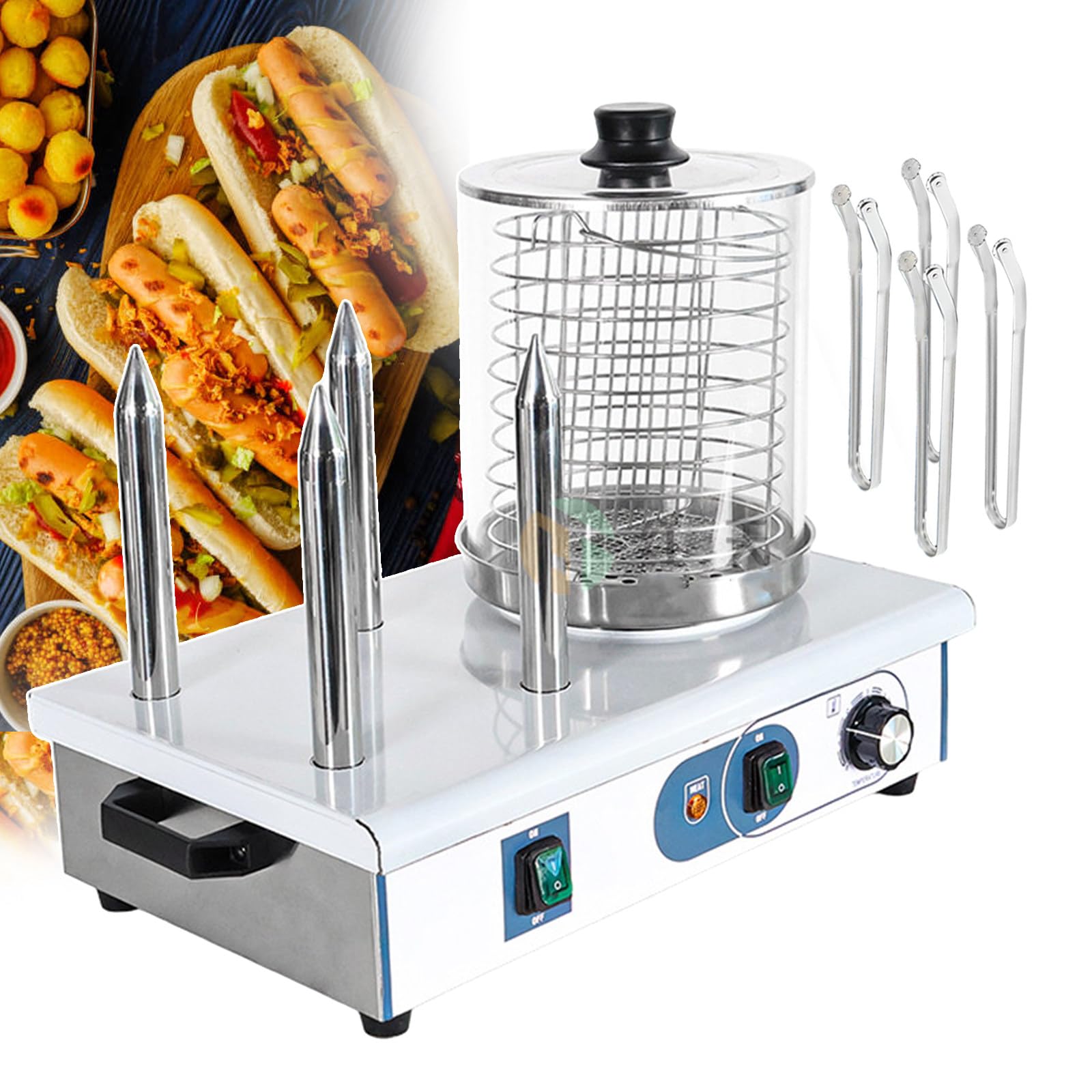 Appareil à Hot-Dogs, cuiseur à saucisses, cuiseur Vapeur électrique Commercial pour Hot-Dogs, cuiseur Vapeur Domestique,