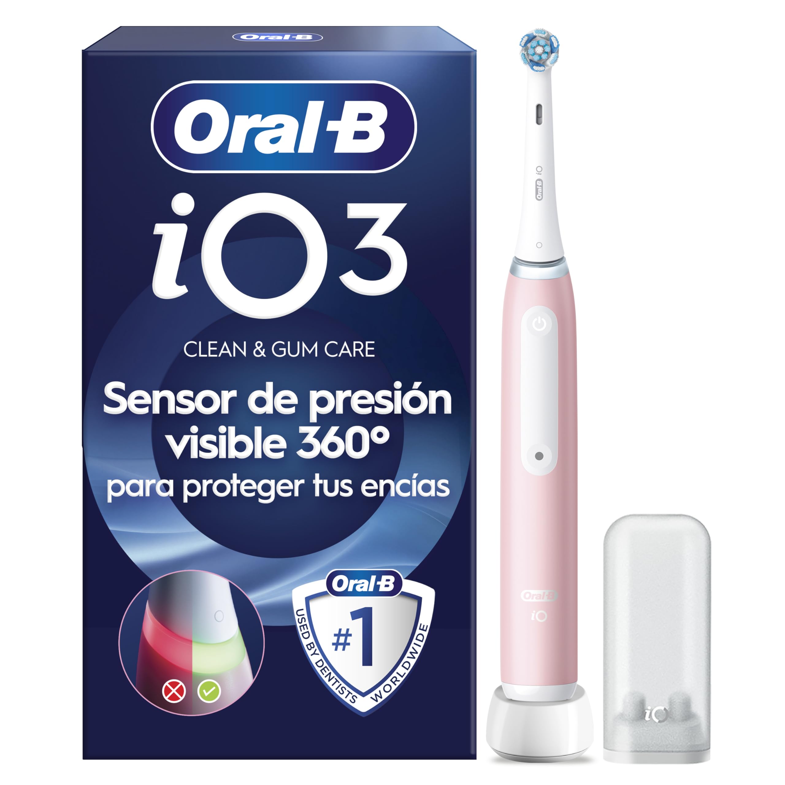 Oral-B iO 3N Electric Toothbrush with 1 Head, Pink – Soft Toothbrush with Gums, 3 Brushing Modes, Pressure Sensor, Timer, Refill Holder, Long Battery Life GreenCircle Certified: Certified Environmental Facts Label