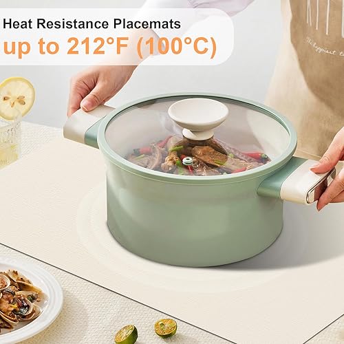 Miniatura 3 de Juego de 6 manteles individuales de piel sintética, resistentes al calor, lavables, lavables, impermeables, antideslizantes, adecuados para uso en