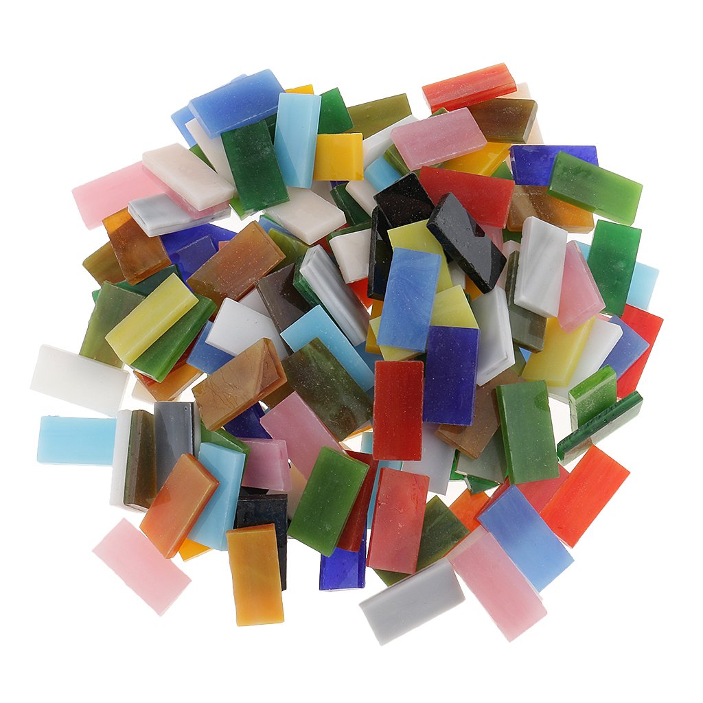 150x Rectangle Shape Glass Mosaic Tiles for Arts DIY Crafts 10x20mm