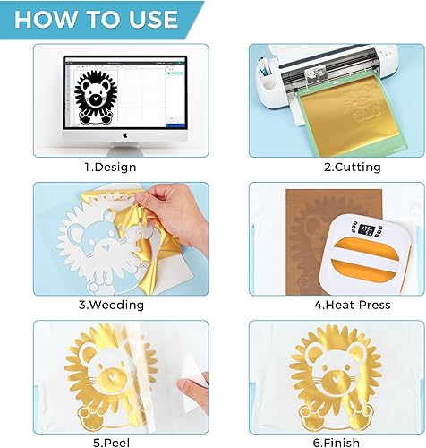 Miniatura 5 de Lya Vinyl - Vinilo de transferencia de calor de 12 pulgadas x 10 pies, rollo de vinilo dorado metálico HTV dorado para Cricut, Silhouette Cameo para