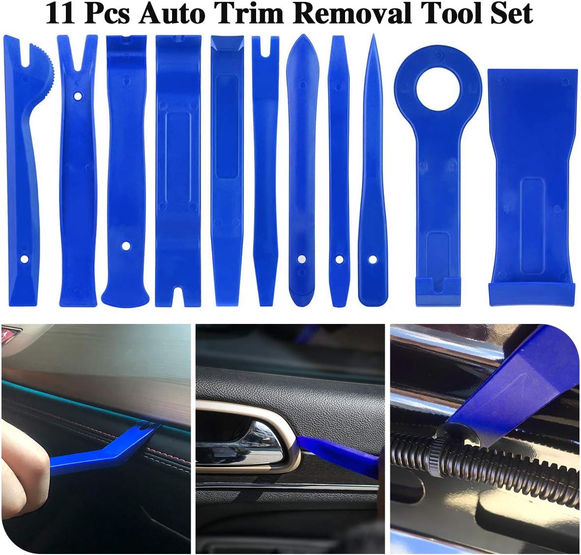 Amorka 112Pcs Trim Removal Tool, Pry Tool Kit Trim Puller Tool, Terminal/Radio Removal Tool Set, Auto Clip Pliers Fastener Remover Trim Panel Removal Tool Kit, Prying Tool Set with Storage Bag, Blue