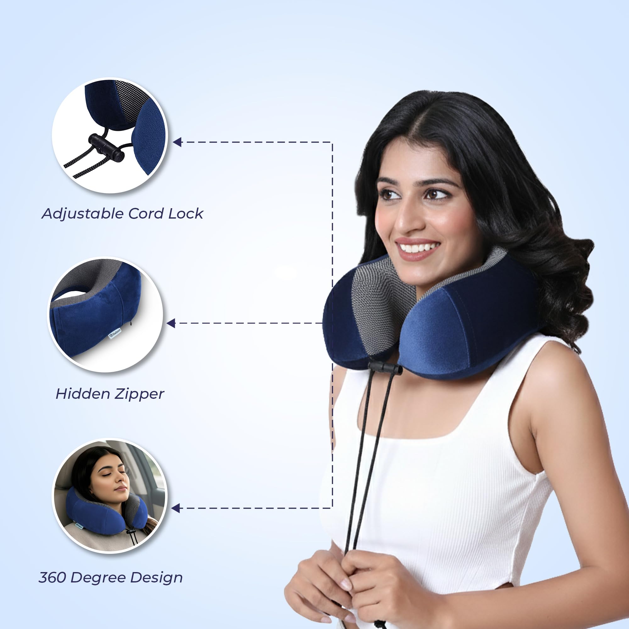 Billebon Memory Foam Neck Pillow - Travel Comfort -9