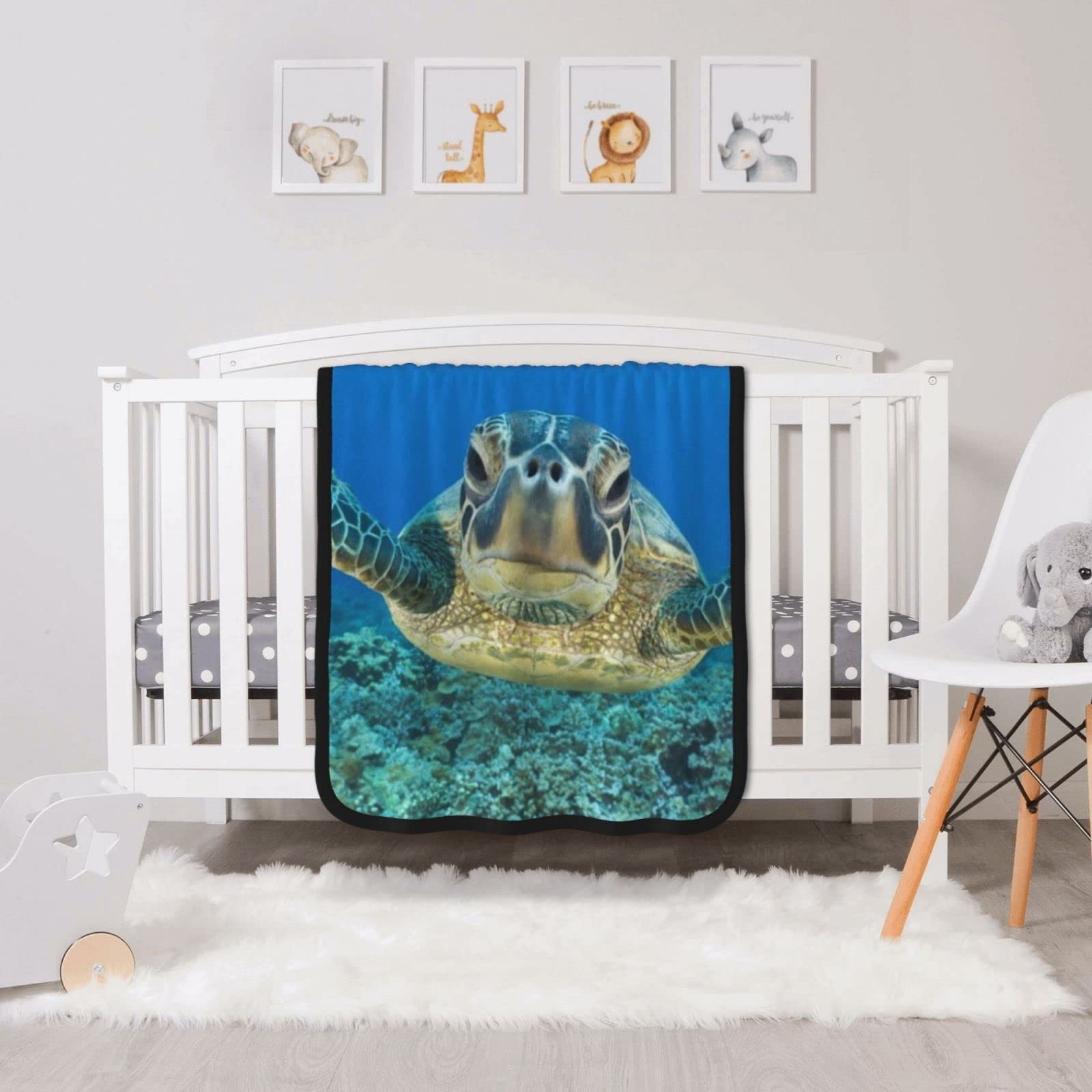 Couverture tortue de mer en flanelle double face plaid lit et canapé de 76x102 cm