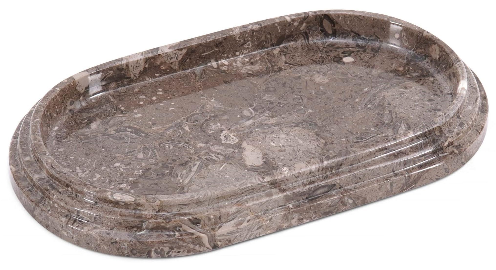 SPESHSTONES Marble Tray 9.75 Inch Handmade Oceanic Bathroom Tray for Perfume Organizer & Candle Dish, Modern Jewelry Tray for Vanity Decor &