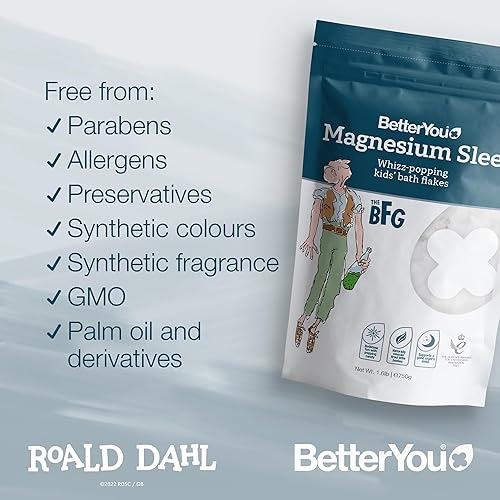 Miniatura 7 de BetterYou Magnesium Sleep - Copos de baño para niños, sales de baño con caramelos que estallan, remojo de baño con magnesio natural, lavanda