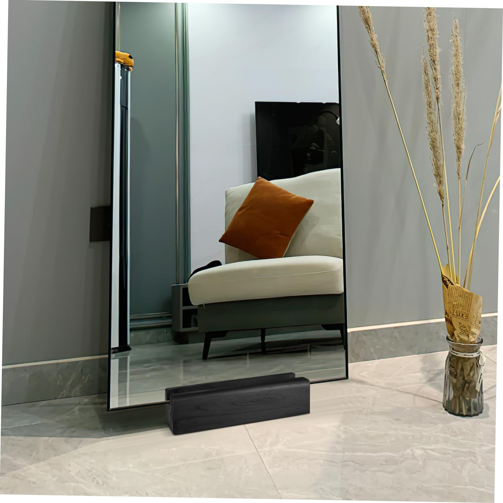 Support De Miroir En Bois Massif Antidérapant 9.84x2.95x2.68in Base De Miroir Sol Multi-Usage