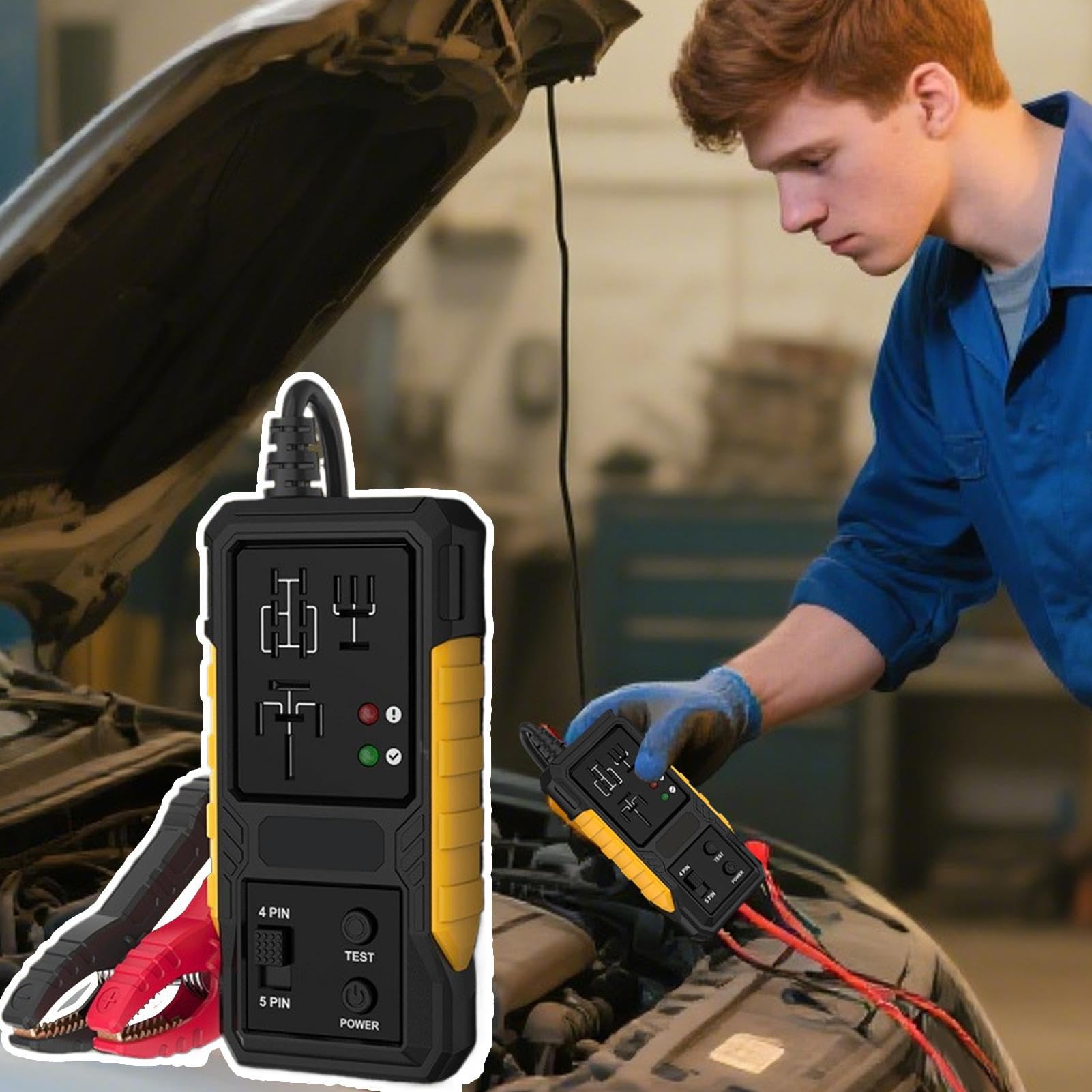 Automotive Relay Tester, relé Testing Tool, Electrical System Analyzer, Alta Precisión Detection, Quick Circuit Testing, Car Battery and Fuse Use, 6.69x2.68x1.1 In