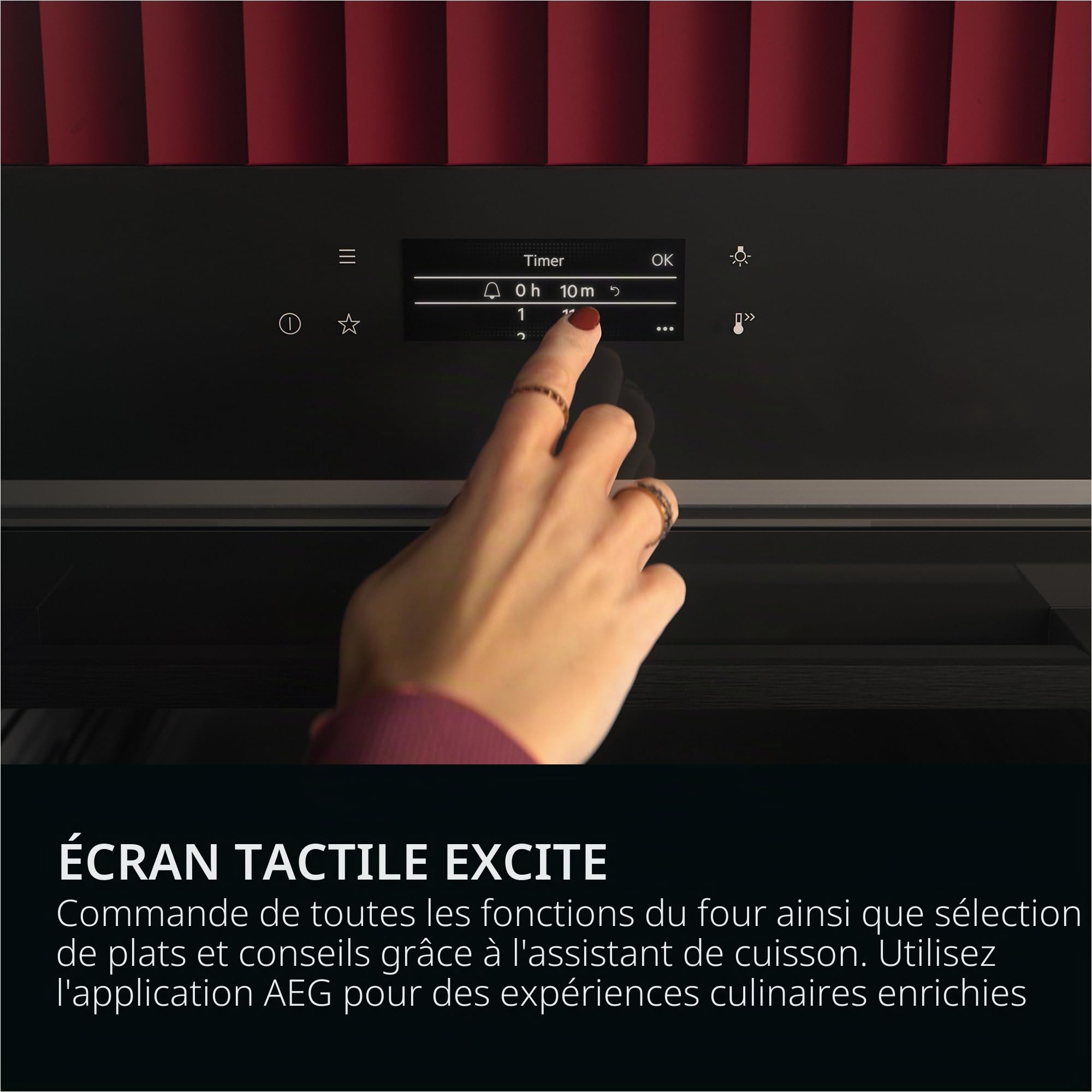 AEG TE7PB62WAB - Four encastrable Wifi - Série 7 - Écran couleur TFT Full Touch avec assistant de cuisson - Fabriqué en Allemagne - Auto-nettoyage à pyrolyse - Capteur de température centrale : pour