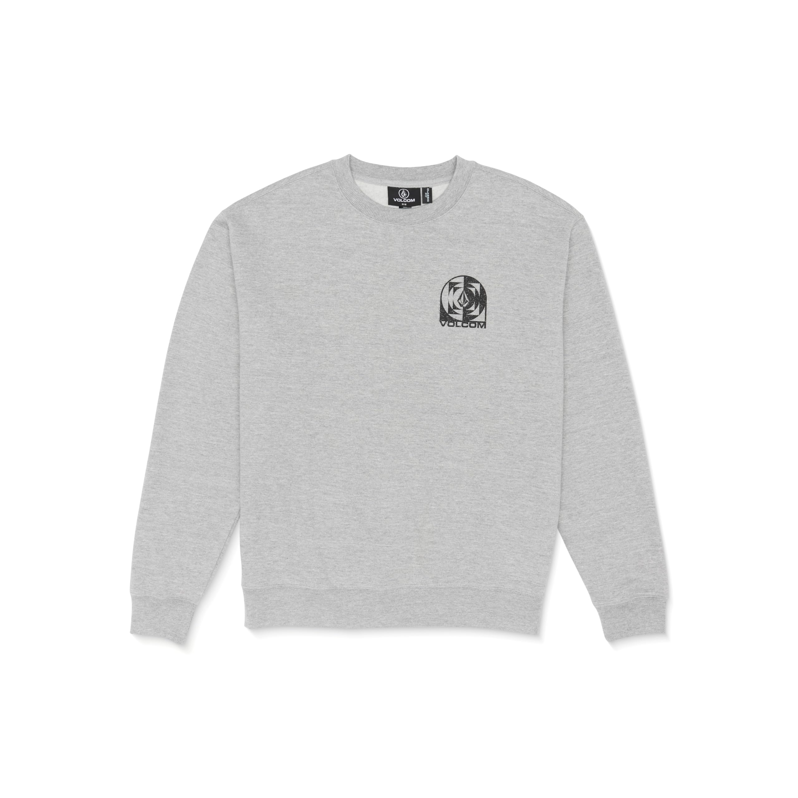 Volcom Men's Heather Grey Stone Stack Crew Fleece Sweatshirt, S