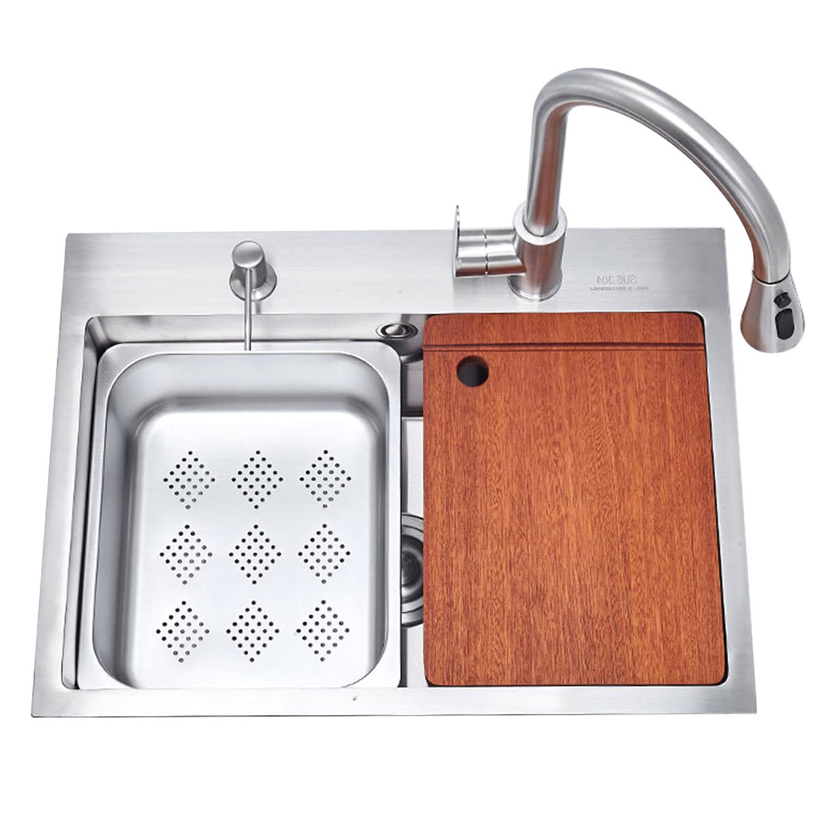 LMYSXAOZ 304 Stainless Steel Undermount Kitchen Sink with R Corner Single Bowl Workstation and Accessories