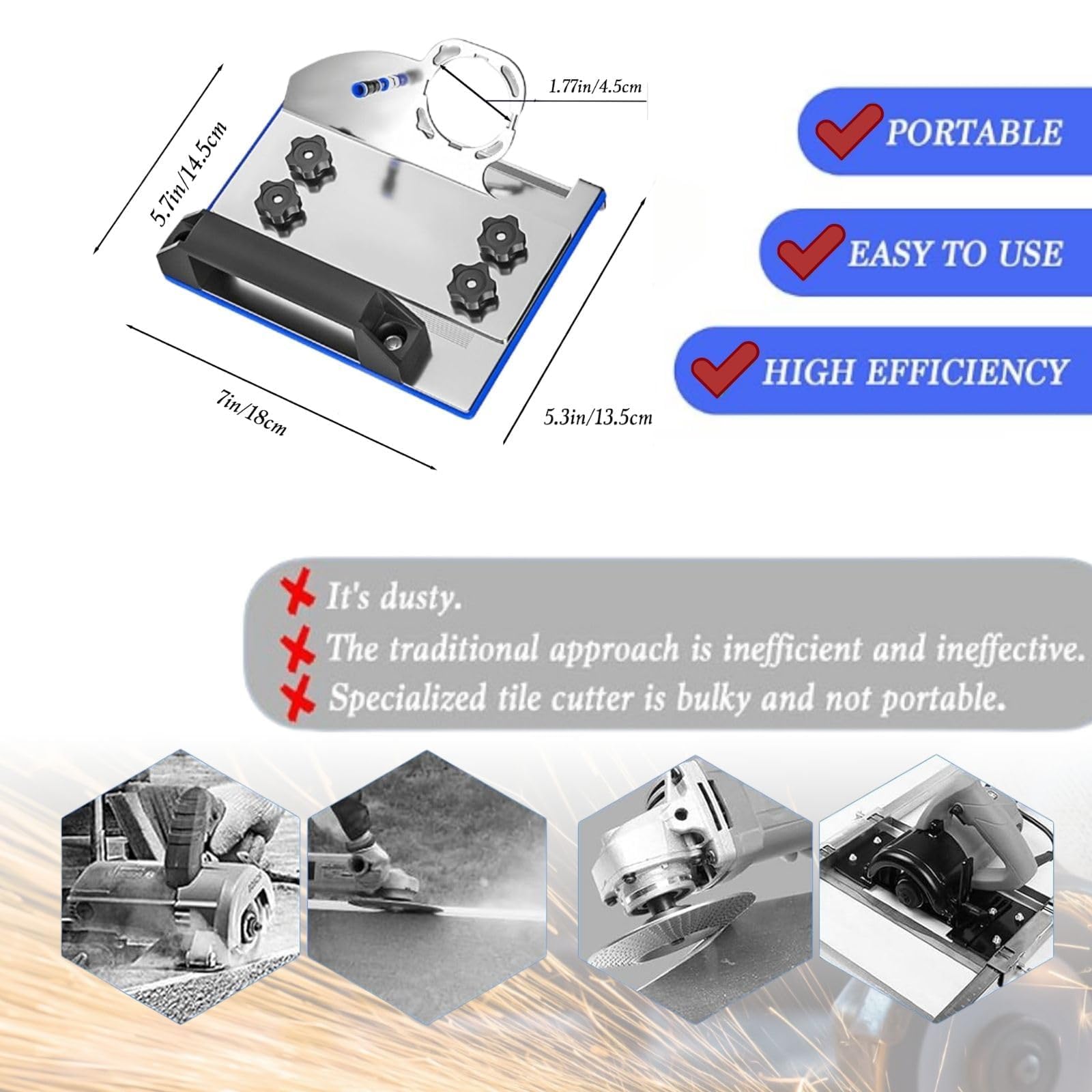 Supporto per Smussatrice per Taglio Piastrelle 45 Gradi, Supporto per Smerigliatrice Angolare, Altezza Regolabile, per Smerigliatrice Angolare Modello 100