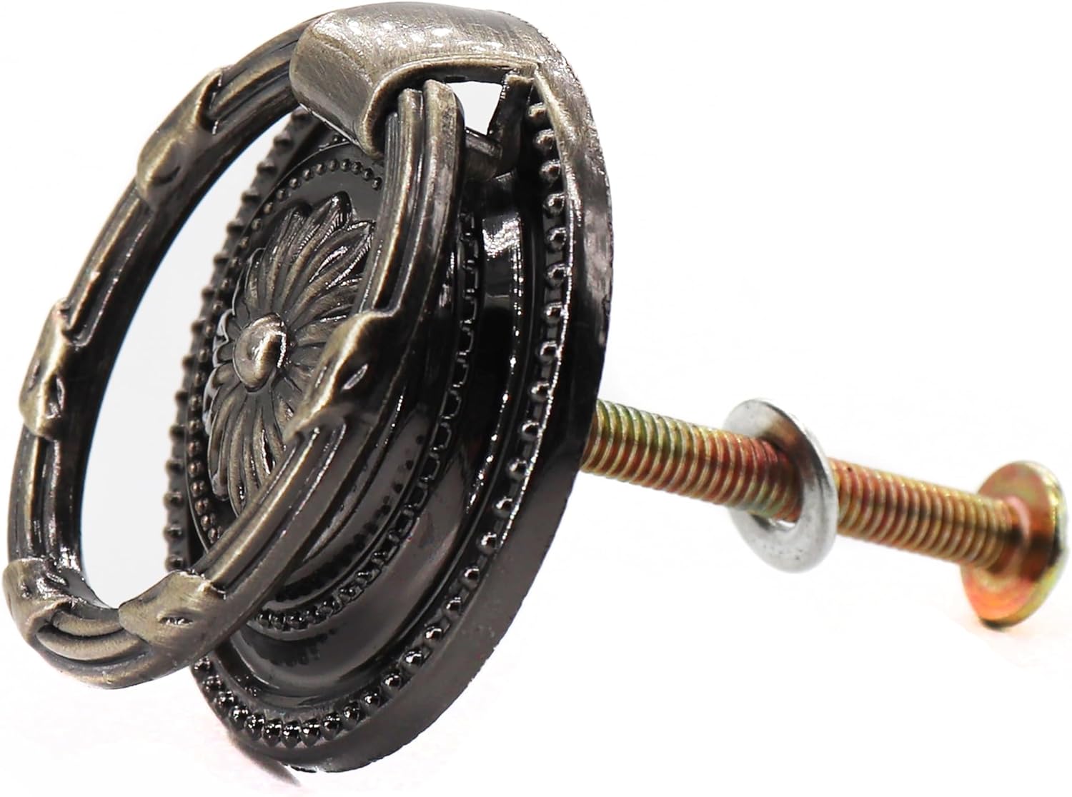 binifiMux 8 Pack Ring Drop Vintage Pulls for Cabinet Dresser Drawer Bookshelves Bronze Tone 37mm Diameter, European Style