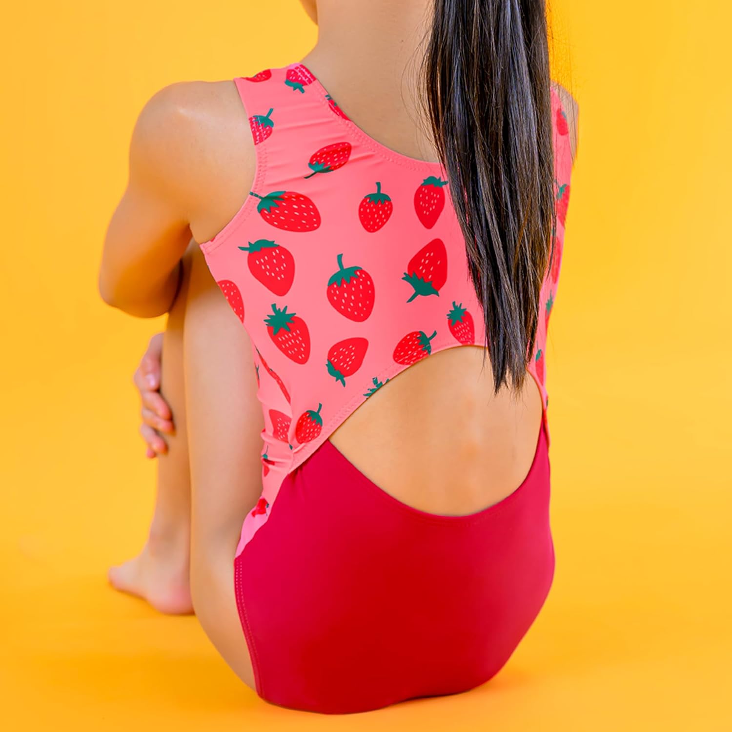 Destira Strawberry Fields Gymnastics Leotard for Girls, Trendy Split-Back Design Dance Activewear - GIRLS/CHILD Sizes - Image 3