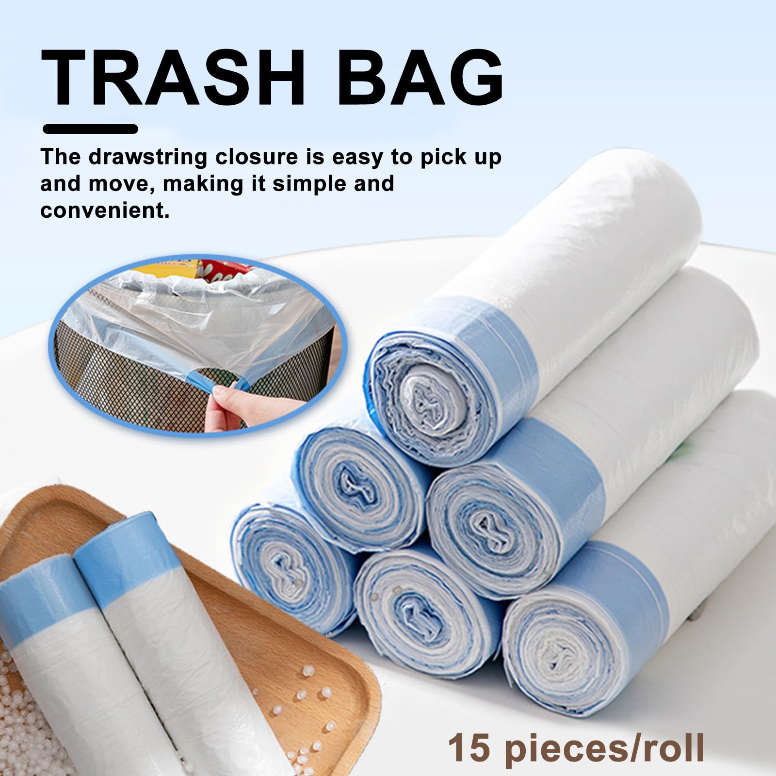 Sporgo Sacchetti per la spazzatura con maniglia, 6 ruote: sacchetti per lettiera per gatti autopulenti con laccetti, borsa per lettiera per gatti, sacchetti di ricarica per il cambio della lettiera,