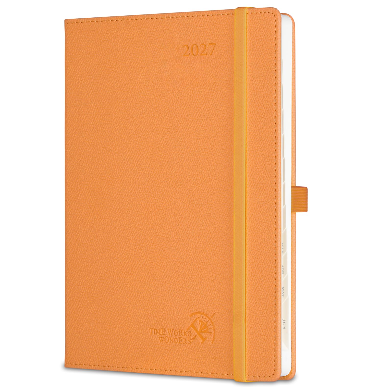POPRUN A5 2027 Diary Week To View Pu Hardback Weekly Planner Horizontal