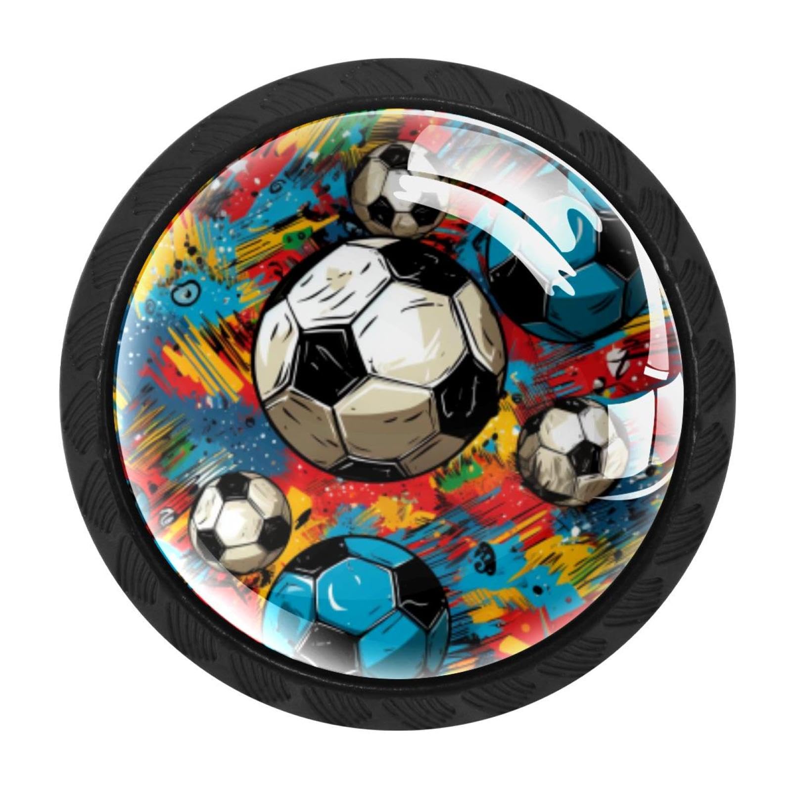 Chenzzzz Multicolored 09 Football Soccer Cabinet Knobs 4 Pieces Drawer Kitchen Cabinets Dresser Cupboard Wardrobe Unique Pulls Handles