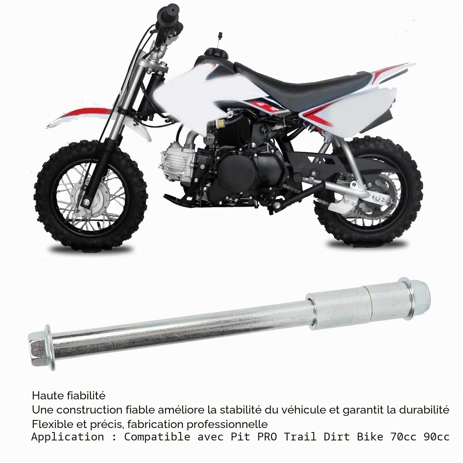 Aramox Essieu Avant Arrière Tout-Terrain, 220 mm avec Bagues, Compatible avec Pit Pro Trail Dirt Bike, Boîtier Poli, 15 mm