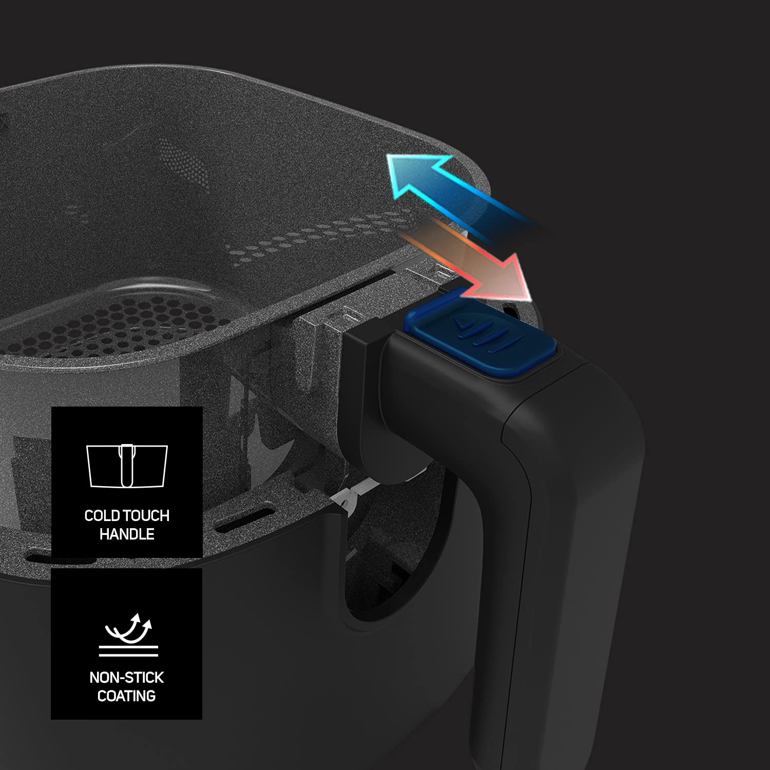 Taurus Amazing - Freidora de aire sin aceite AF1701D, Cestillo 5,5L, 8 programas, Pantalla táctil, Timer, Hasta 200 grados C, Recubrimiento antiadherente, Libre PFOA y BPA, Recetario incluido, Negro