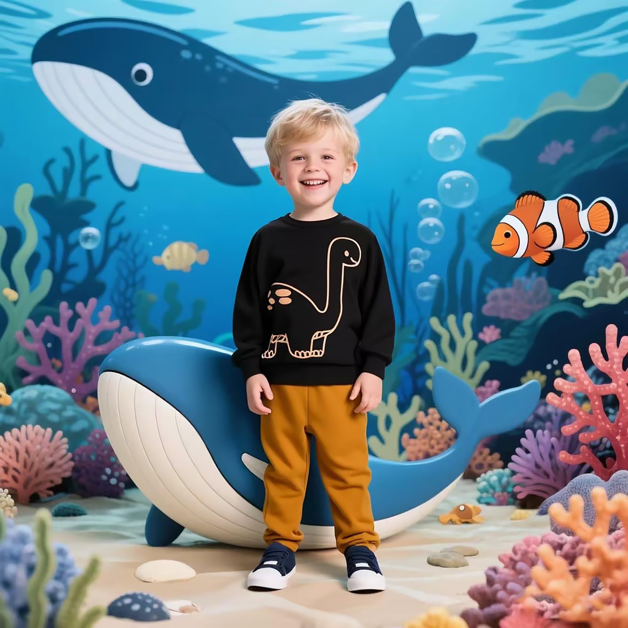 Jungen Bekleidungsset Kleinkinder Langarm Sweatshirt und Hose Dinosaurier Tier Raum Winter Herbst 2-teiliges Baumwolle Outfits Set 1-7 Jahre 92 98 104 110 116 122