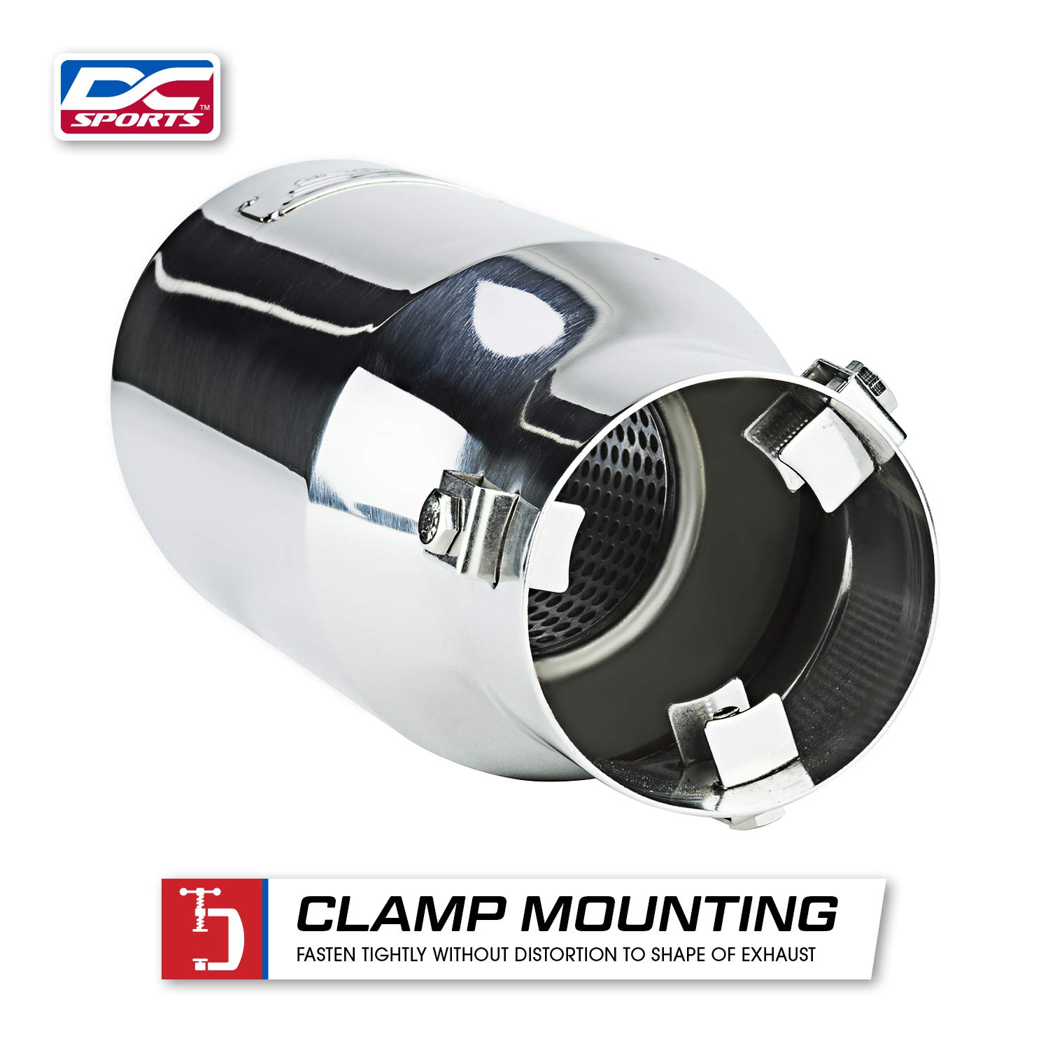 DC Sports EX1013 Performance BoltOn Resonated Muffler Slant Exhaust Tip with Clamps and