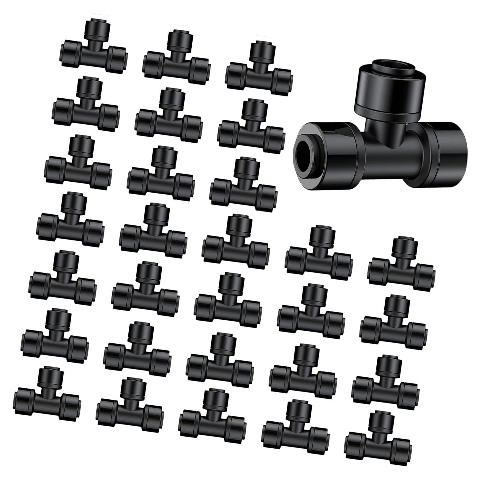 Jazuaiao Multicolor 30Pcs Leakproof T Branch Connectors Suitable For 1/4 Inch Irrigation Tubing & Sprinklers Gardening Water Distribution Fast Link Garden Irrigation Fitting