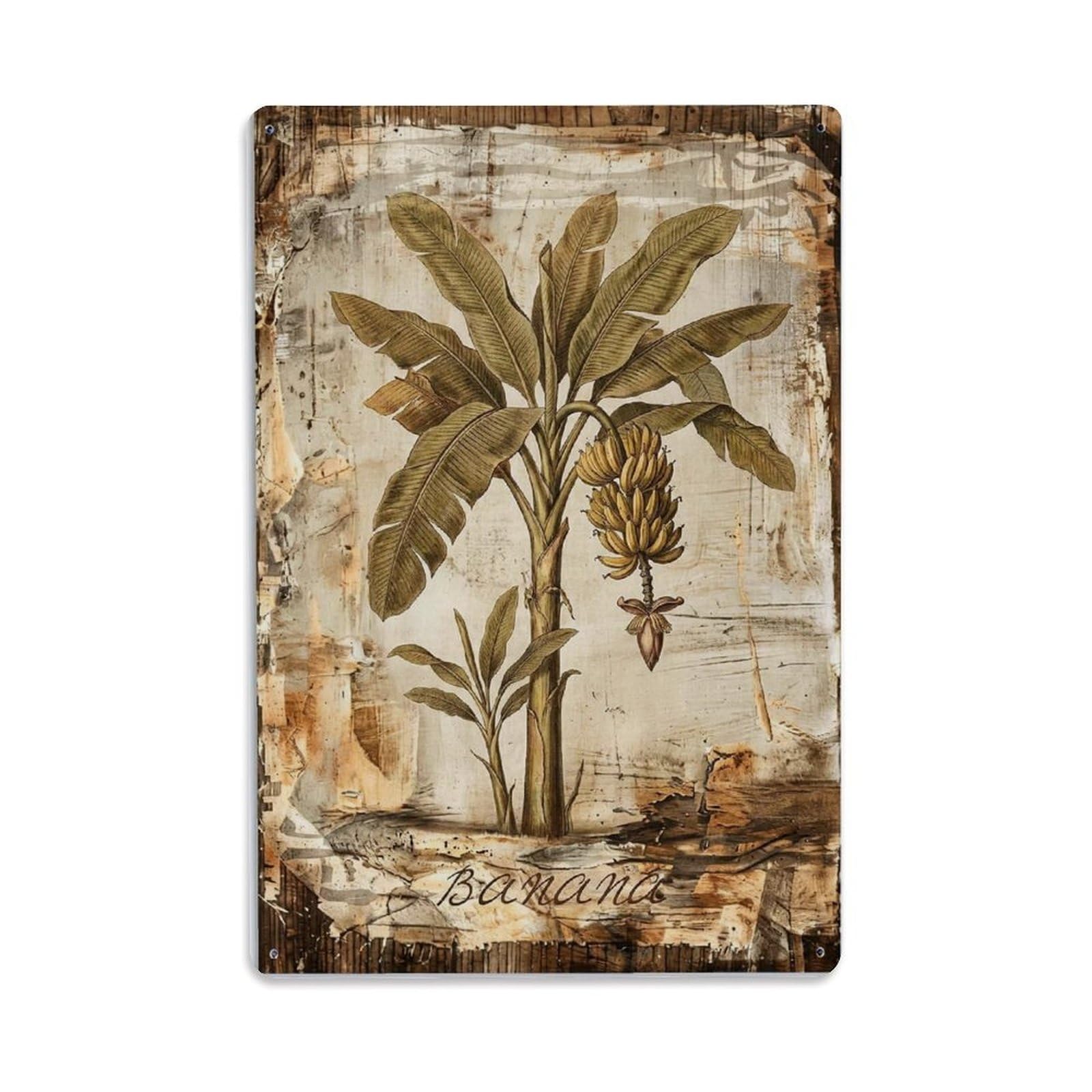 Banana Tropical Plant 1 Vintage Metal Tin Sign Plaque Wall Decor for Cafe, Club, Garden Metal Poster 8x12Inch