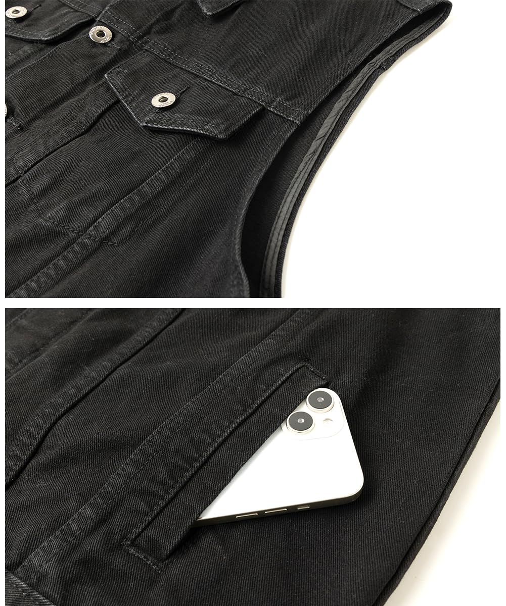 Chaleco Vaquero para Hombre Chaqueta Jeans sin Mangas Colete Motard Chaleco Tejano