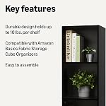 Amazon Basics 5-Cube Bookcase Compatible with Fabric Storage Cube Organizers, Black