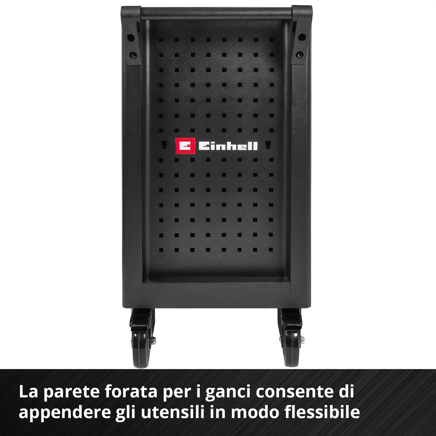 Einhell 149 pezzi carrello portautensili da officina | Inserti da 25 mm | chiavi combinate | set di bussole | cricchetto | pinze | martello da meccanico | livella | metro a nastro