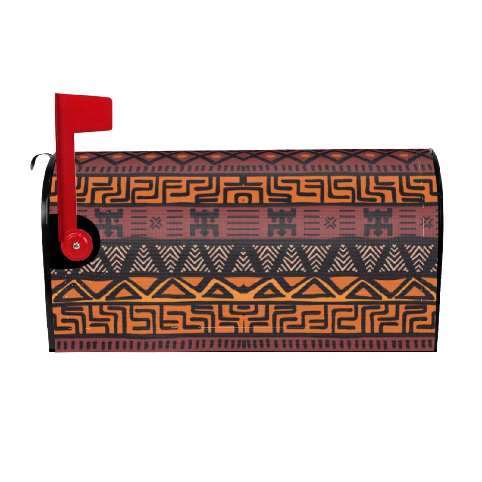 African Mud Cloth Tribal Print Mailbox Covers Magnetic Mailbox Post protective cover for Garden Yard Outdoor Decor