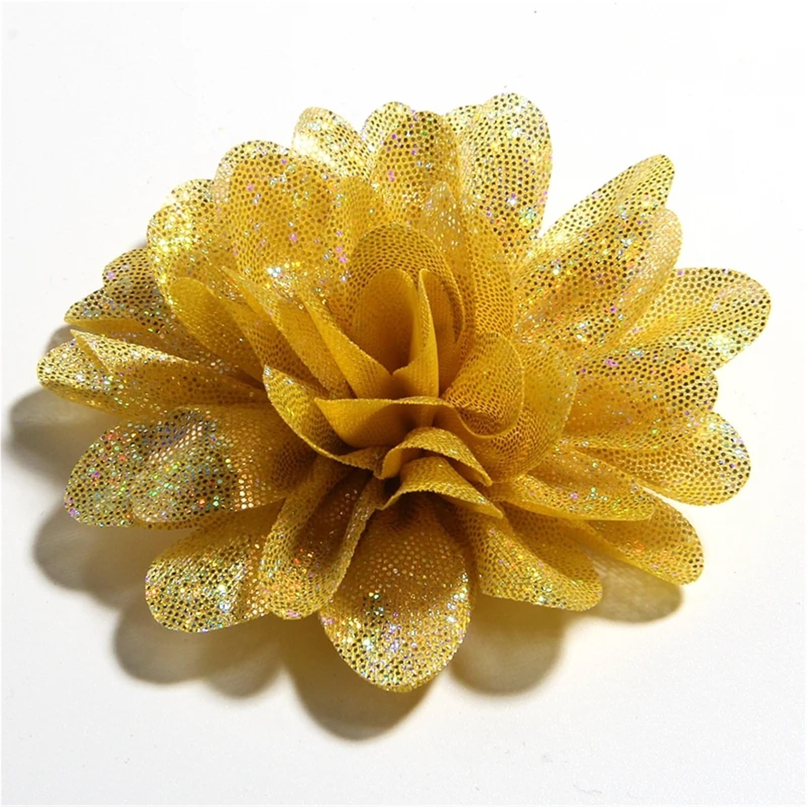 Fiori Di Stoffa 60 pezzi 8 cm 3,1" fiori artificiali in tessuto metallico for artigianato di nozze, lucidi in chiffon for matrimoni(Khaki)