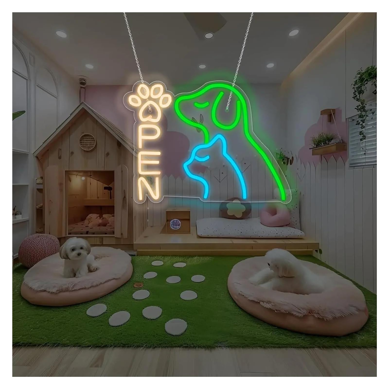 Scritta luminosa Insegna Al Neon A Con Apertura Per Animali Domestici, Decorazione Da Parete Per Amanti Degli Animali, Illuminazione Commerciale Per La Casa 36.8cmх27.6cm