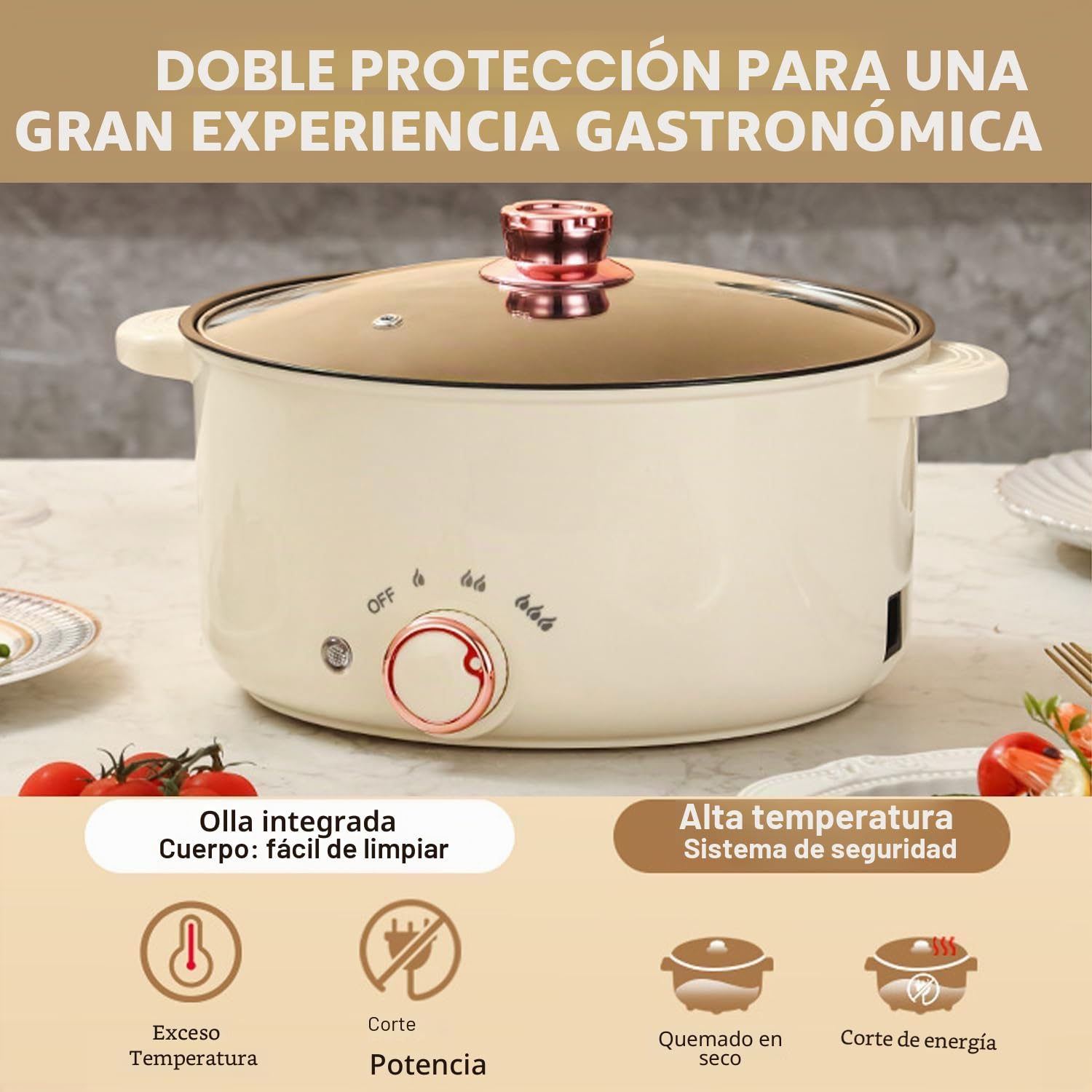 Hot Pot eléctrico 3,5 l, olla eléctrica con divisor 1000 W, tres ajustes de potencia, antiadherente multifuncional, olla rápida para asar, ramen, fondue