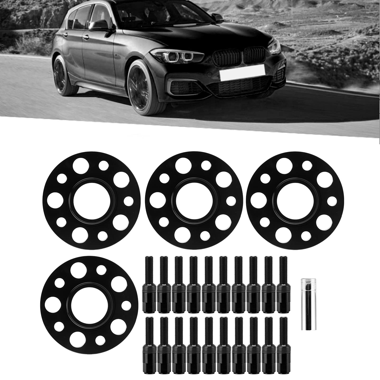 OBIOZZ Kit Distanziali Ruota Centrici Mozzo Auto da 20 Mm per Mercedes per Benz W202 Classe C C220 C230 C280 C43 1994-2000 Spessori per Ruote (Color : Nero