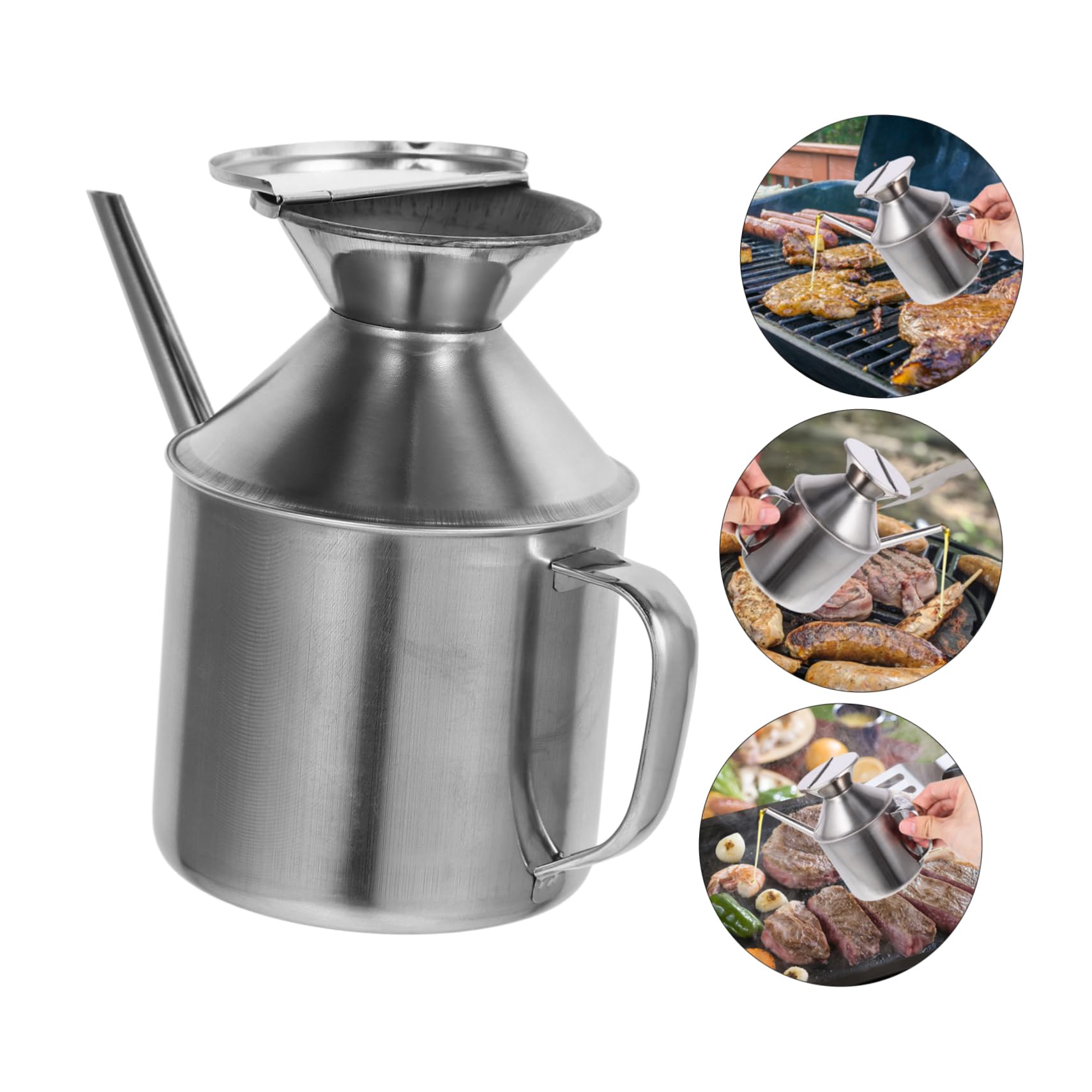 Amosfun 4 Pz barattolo d'olio pentola per friggere con padella scrematrice kep dosatore olio friggitrice bottiglie di aceto flacone dosatore di olio d'oliva Acciaio inossidabile