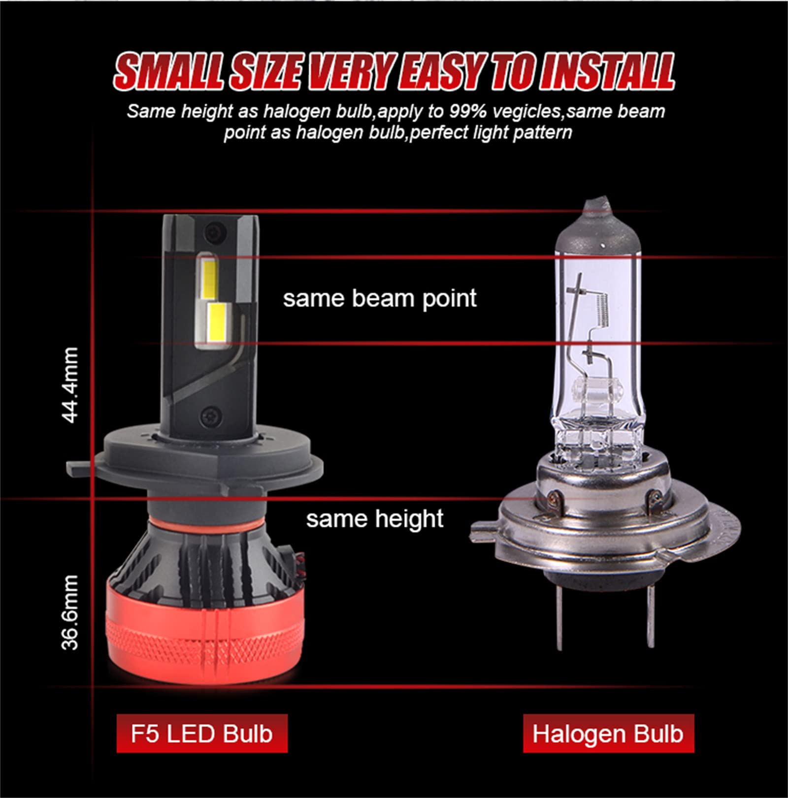 Bombillas LED Para Faros Delanteros, 10000 Lm, Haz Alto Y Bajo Más Brillante, 6000 K, Kit De Conversión LED Superbrillante Blanco Frío, Paquete De 2,H4