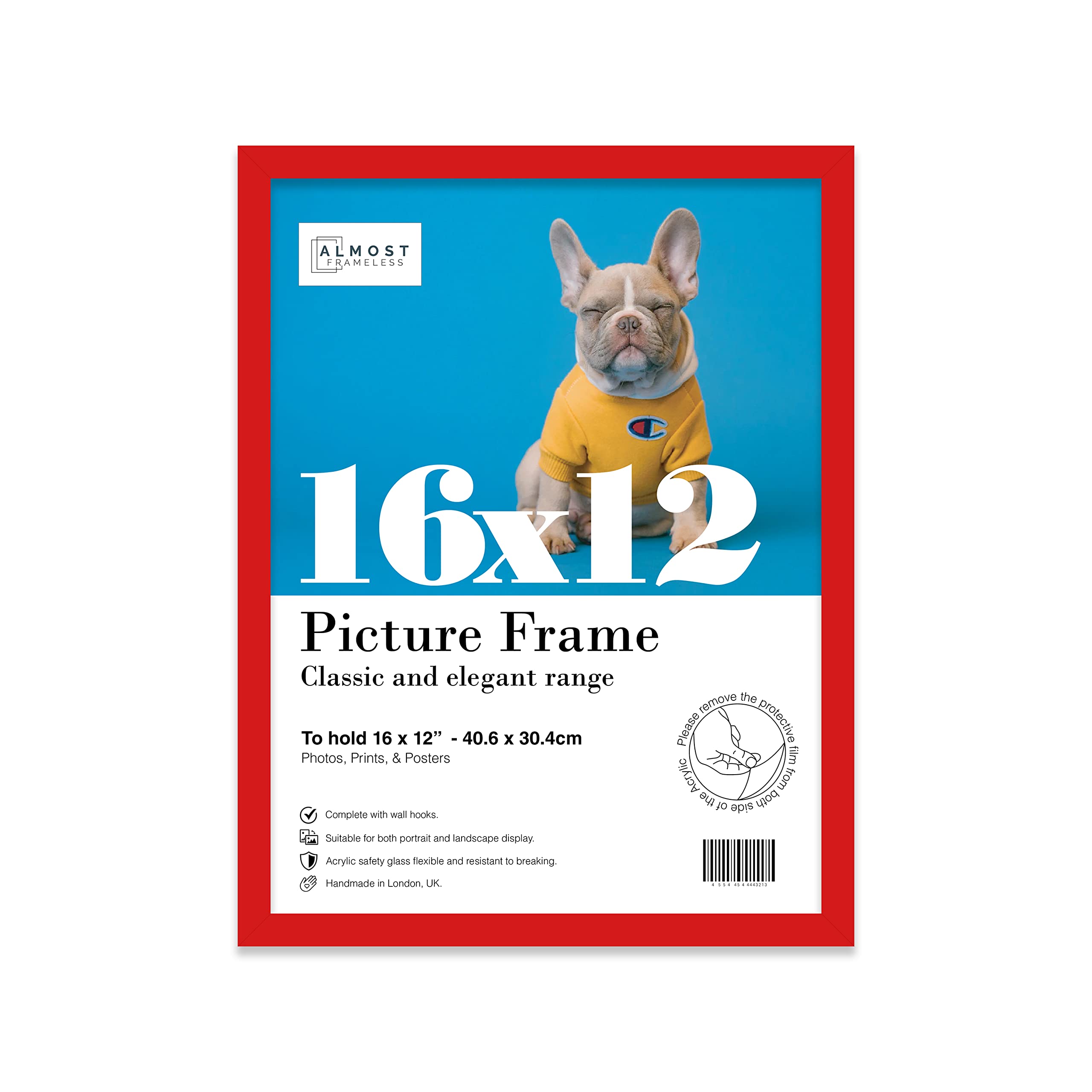 16x12 Inch Red Photo Frame Wall Mountable Picture Frame Standard Photograph Size, 16" X 12" (41 X 31cm)