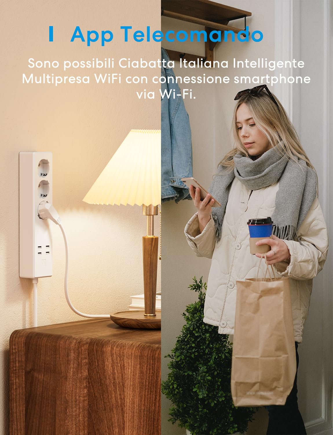 meross Regleta italiana Alexa multienchufe inteligente con USB WiFi con 3 tomas CA 4 puertos USB, enchufe inteligente protección contra sobrecarga, compatible con SmartThings, Alexa, Google y App