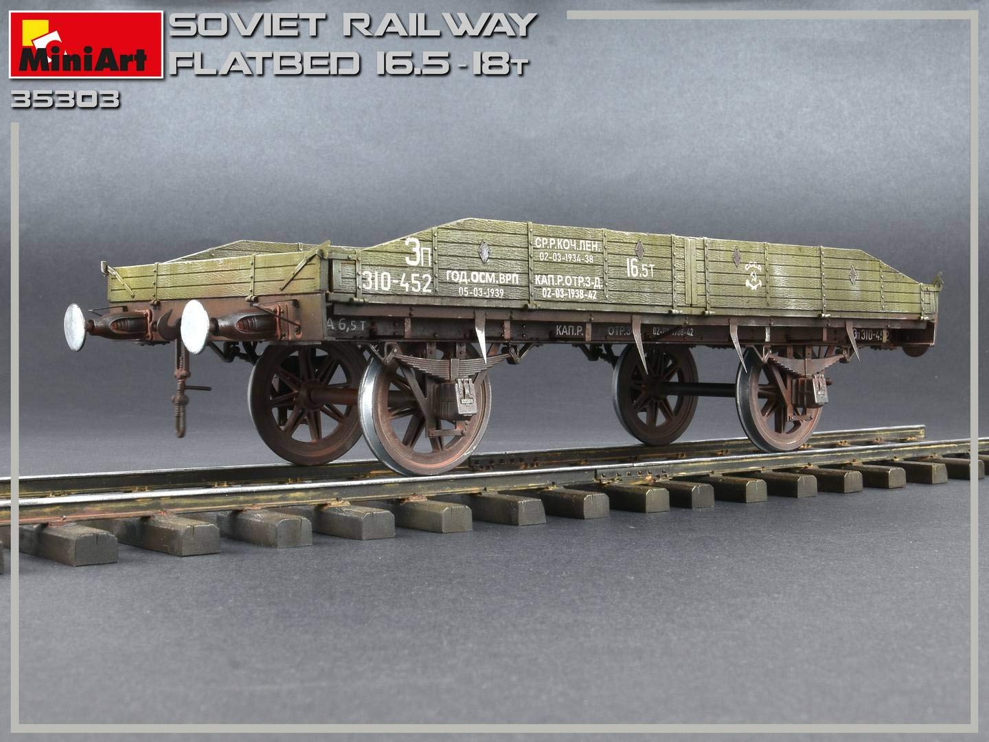 MiniArt 35303 1:35 Sov. Wagon à Plat 16,5-18 to.Réplique fidèle à l'original, modélisme, kit de Construction en Plastique, Bricolage, Loisirs, Collage, kit de modélisme, Assemblage, Non Peint, Gris