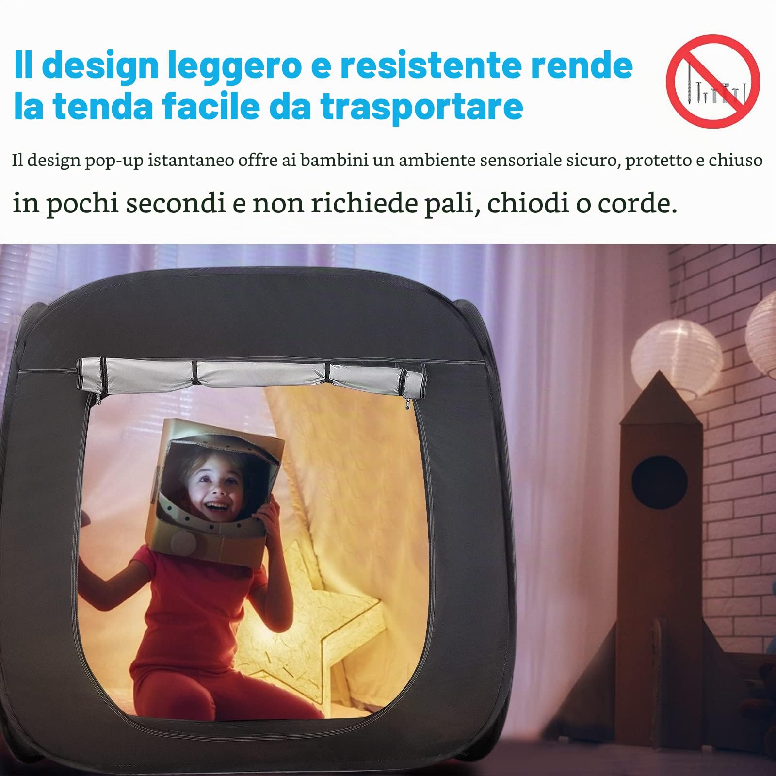 110CM Tenda per bambini da Gioco Pop up Portatile Pieghevole tenda bambini dei Giochi per Interni ed Esterni per autism SPD Regalo Natale Compleanno