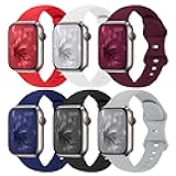 (6 Pack) Sport Bands Compatible with Apple Watch Band 38mm 40mm 41mm 42mm 44mm 45mm 46mm 49mm Silicone iWatch Band Ultra 2/Ultra SE Series 10 9 8 7 6 5 4 3 2 1 Women Men