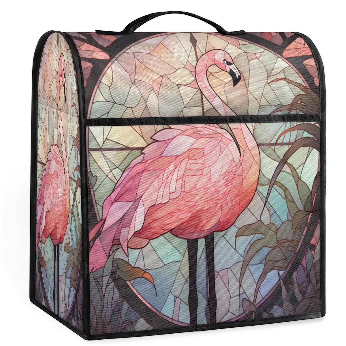 Coffee Maker Cover Glass Painting Flamingo Kitchen Appliance Covers Small Appliance Covers Blender Cover Juicer Cover Dust Covers for Kitchen Appliances with Top Handle and Pockets,Washable,B207